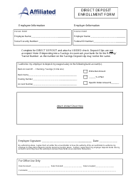 Document preview: Direct Deposit Enrollment Form - Affiliated Payroll Services