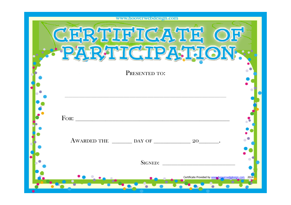 Certificate of Participation Template - Varicolored Download Printable ...