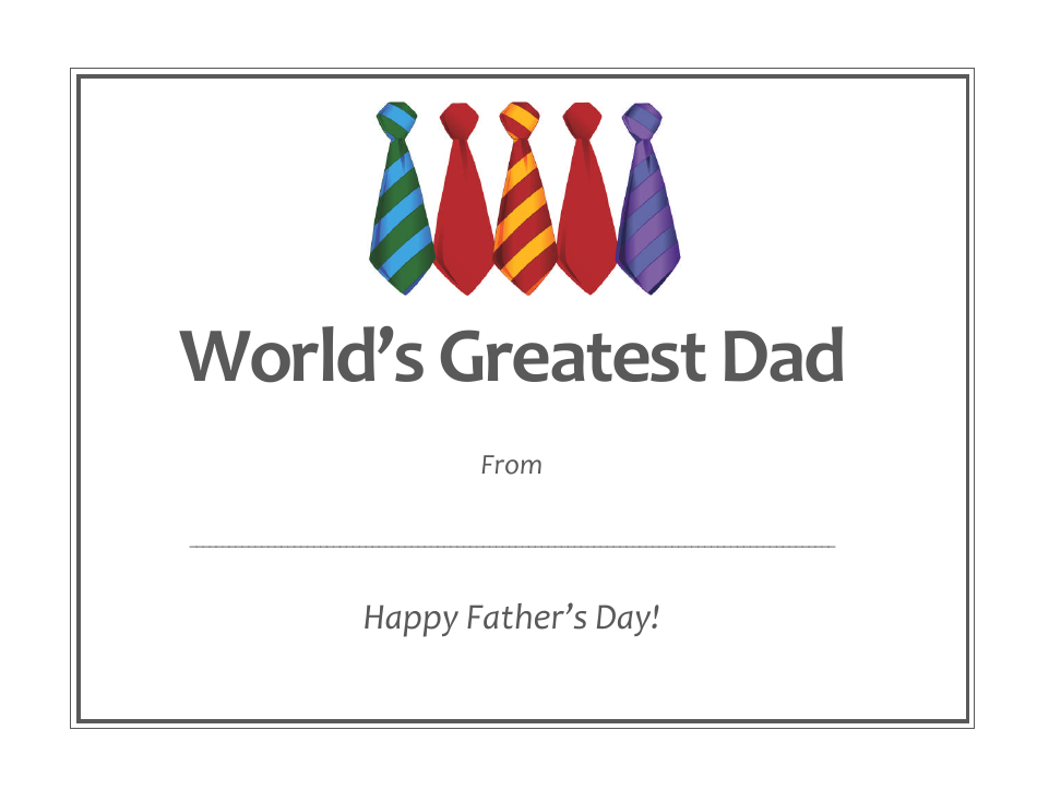 World's Greatest Dad Father's Day Certificate Template, Page 1