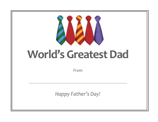 &quot;World's Greatest Dad Father's Day Certificate Template&quot;