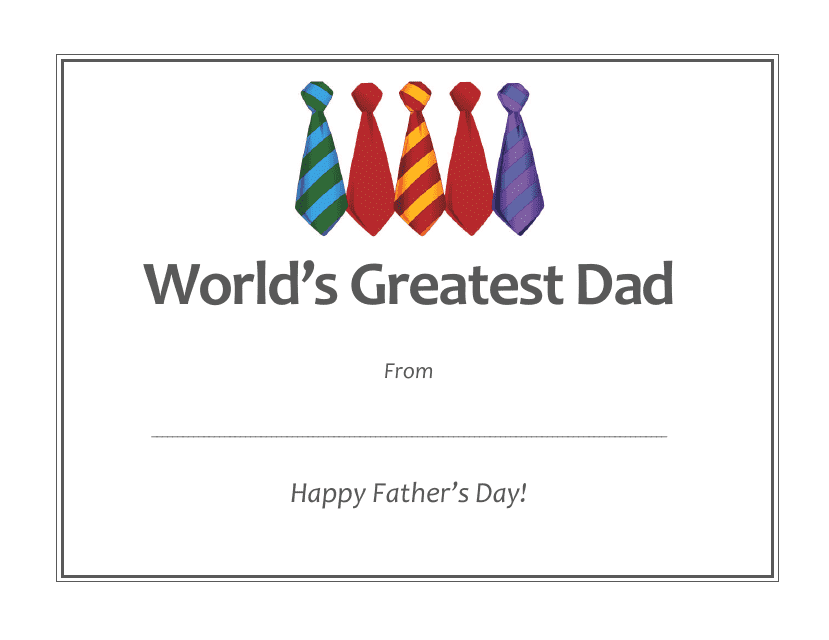 World's Greatest Dad Father's Day Certificate Template Download Pdf