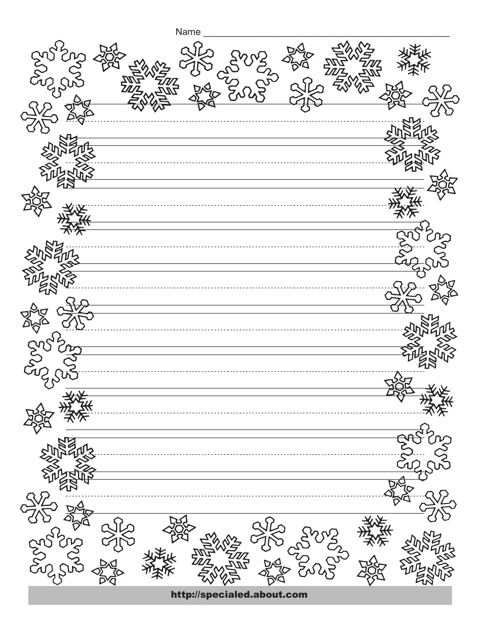 Christmas Writing Paper Template With Decorative Borders, Page 1