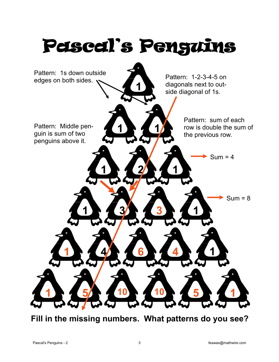 Pascals Penguins Missing Number Kids Activity Sheet With Answer Key, Page 3