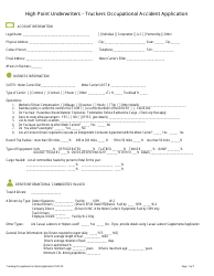 Document preview: Truckers Occupational Accident Application Form - High Point Underwriters