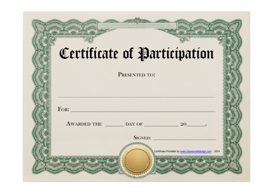 Printable Certificate Of Participation Template Printable Templates Free