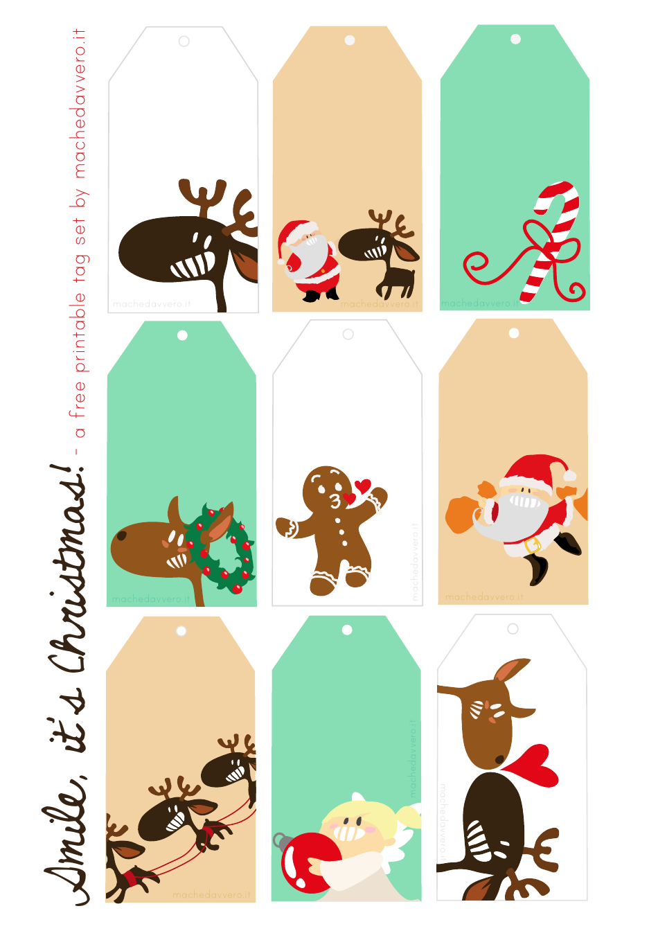 Christmas Gift Tag Templates - Green and Beige
