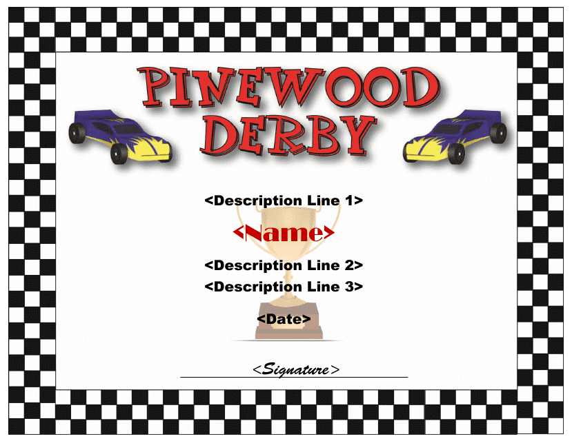 Pinewood Derby Certificate Template Download Fillable PDF Templateroller