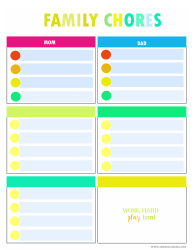 Document preview: Colorful Family Chore Chart Template