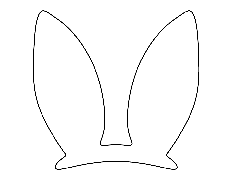 Easter bunny ears template with pink polka dots and a white outline