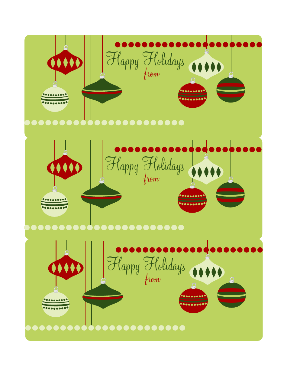 Christmas Gift Tag Templates - Happy Holidays Green Preview