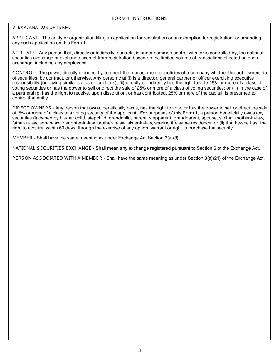 SEC Form 1935 (1) Application for, and Amendments to Application for, Registration as a National Securities Exchange or Exemption From Registration Pursuant to Section 5 of the Exchange Act, Page 3