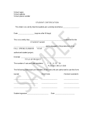 Student Certification Form - Sample