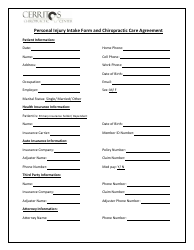 &quot;Personal Injury Intake Form and Chiropractic Care Agreement - Cerritos&quot;