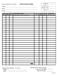 Document preview: Craft Inventory Sheet Template