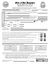 Document preview: Form DSSP260 Application for Non-resident Pistol / Revolver License - New Hampshire