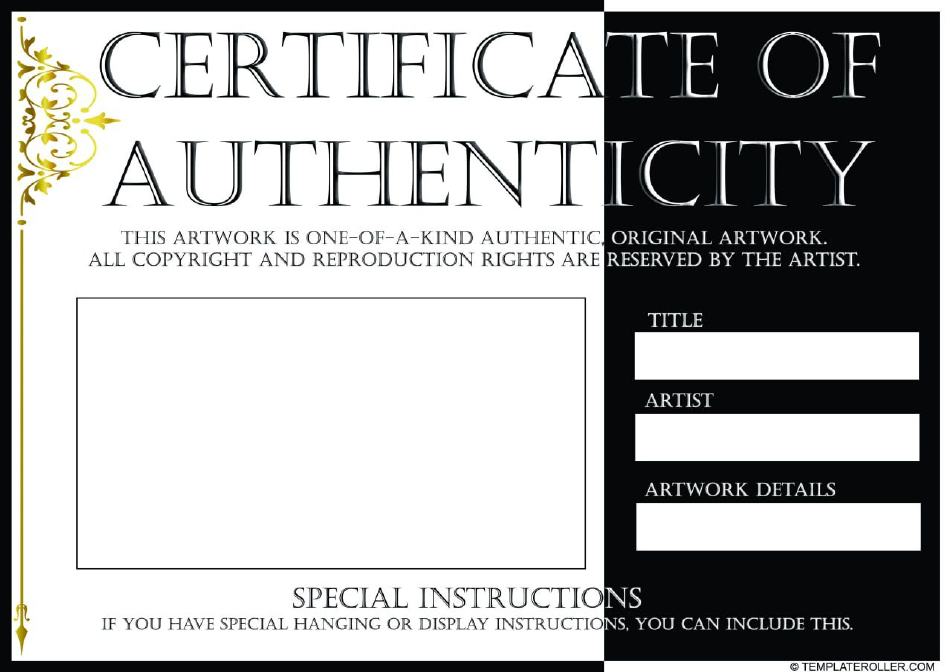 jewelry certificate of authenticity template