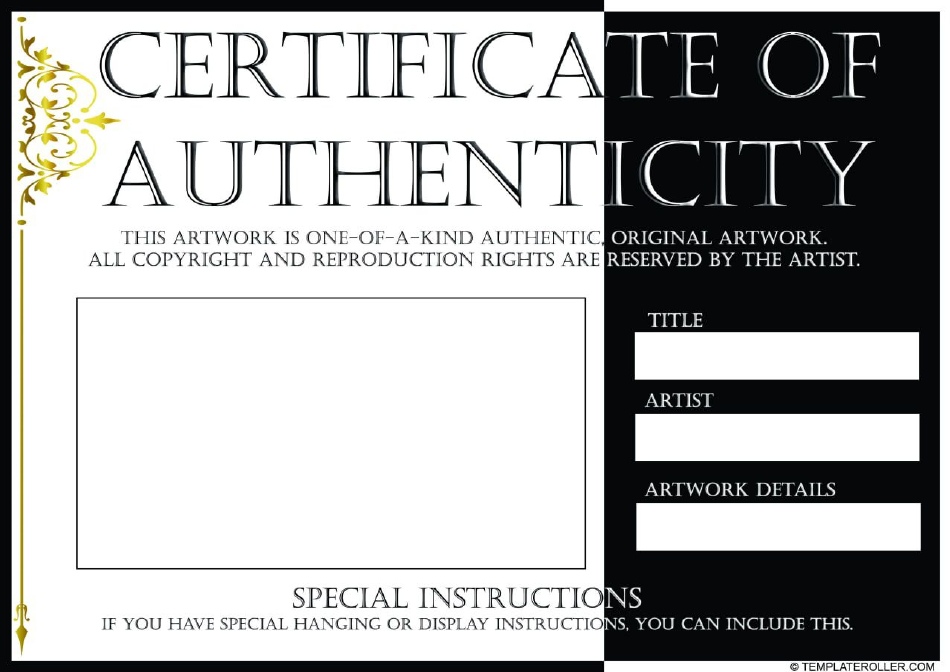 certificate of authenticity art template