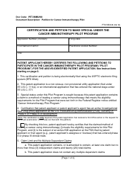 Document preview: Form PTO/SB/443 Certification and Petition to Make Special Under the Cancer Immunotherapy Pilot Program