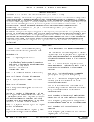 DD Form 2792-1 Special Education/Early Intervention Summary