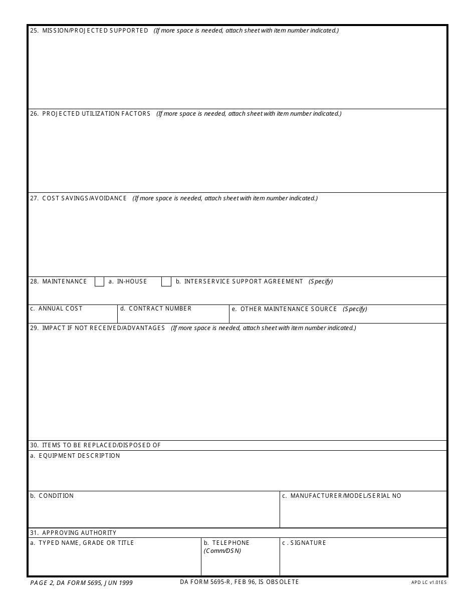 DA Form 5695 - Fill Out, Sign Online and Download Fillable PDF ...