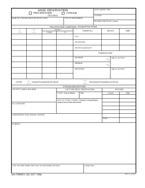 DA Form 5-129  Printable Pdf