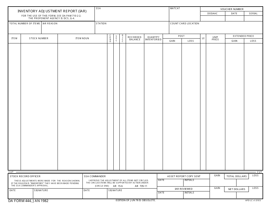 Da Form 444 - Fill Out, Sign Online And Download Fillable Pdf 