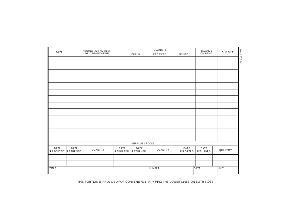 DA Form 479-1 Publication and Blank Form Stock Record Card, Page 2