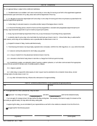 DA Form 591 Application for Initial (Educational) Delay From Entry on Active Duty and Supplemental Agreement, Page 2