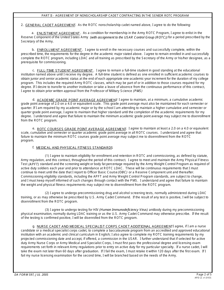 DA Form 597 - Fill Out, Sign Online And Download Fillable PDF ...