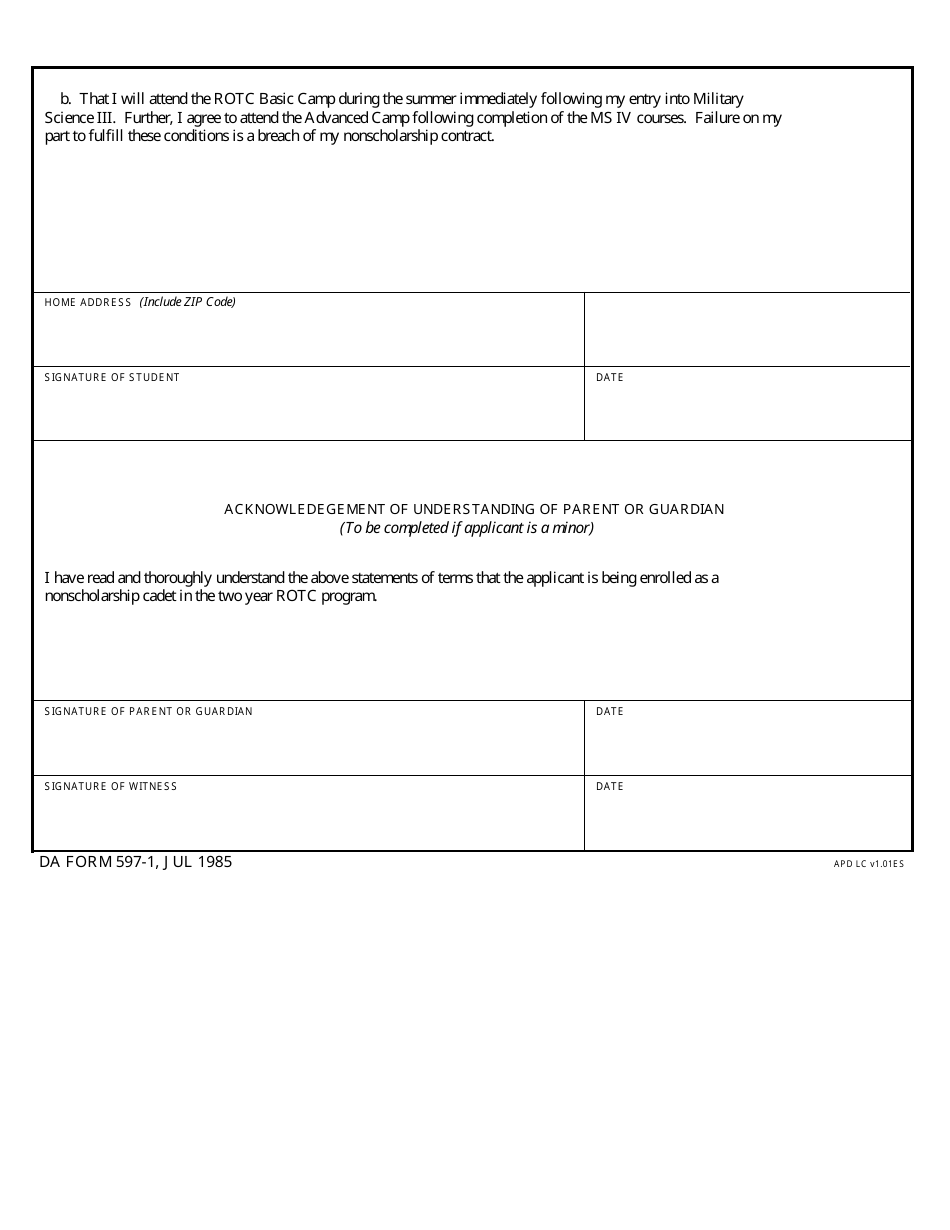 Da Form 597 Fillable - Printable Forms Free Online