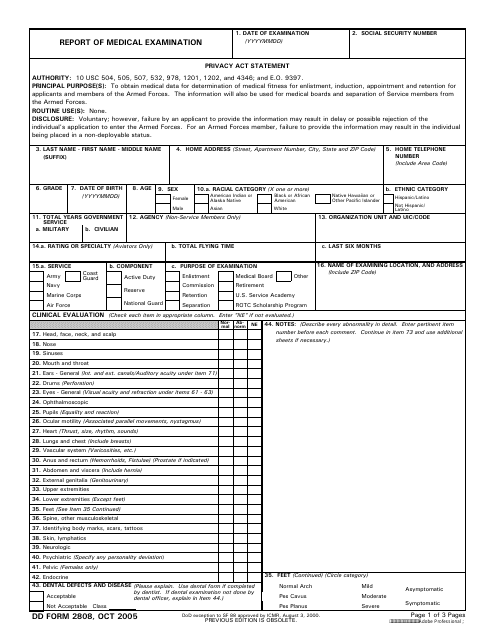 DD Form 2808  Printable Pdf