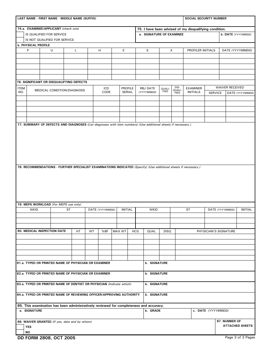 Dd Form 2808 Fill Out Sign Online And Download Fillable Pdf Templateroller 3698