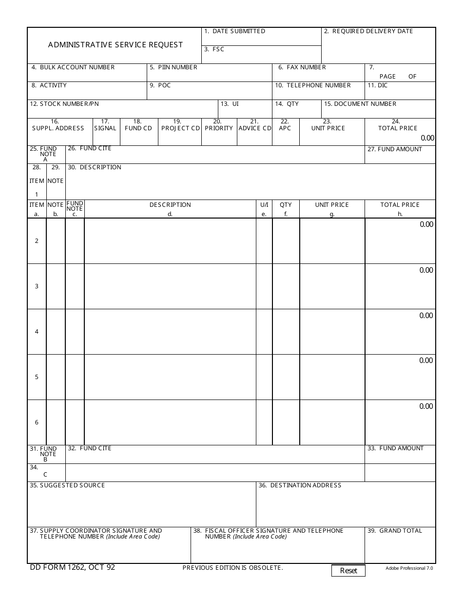 DD Form 1262 - Fill Out, Sign Online and Download Fillable PDF ...