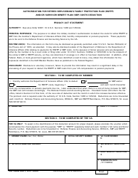 Document preview: DD Form 2891 Authorization for Retired Serviceman's Family Protection Plan (RSFPP) and/or Survivor Benefit Plan (SBP) Costs Deduction