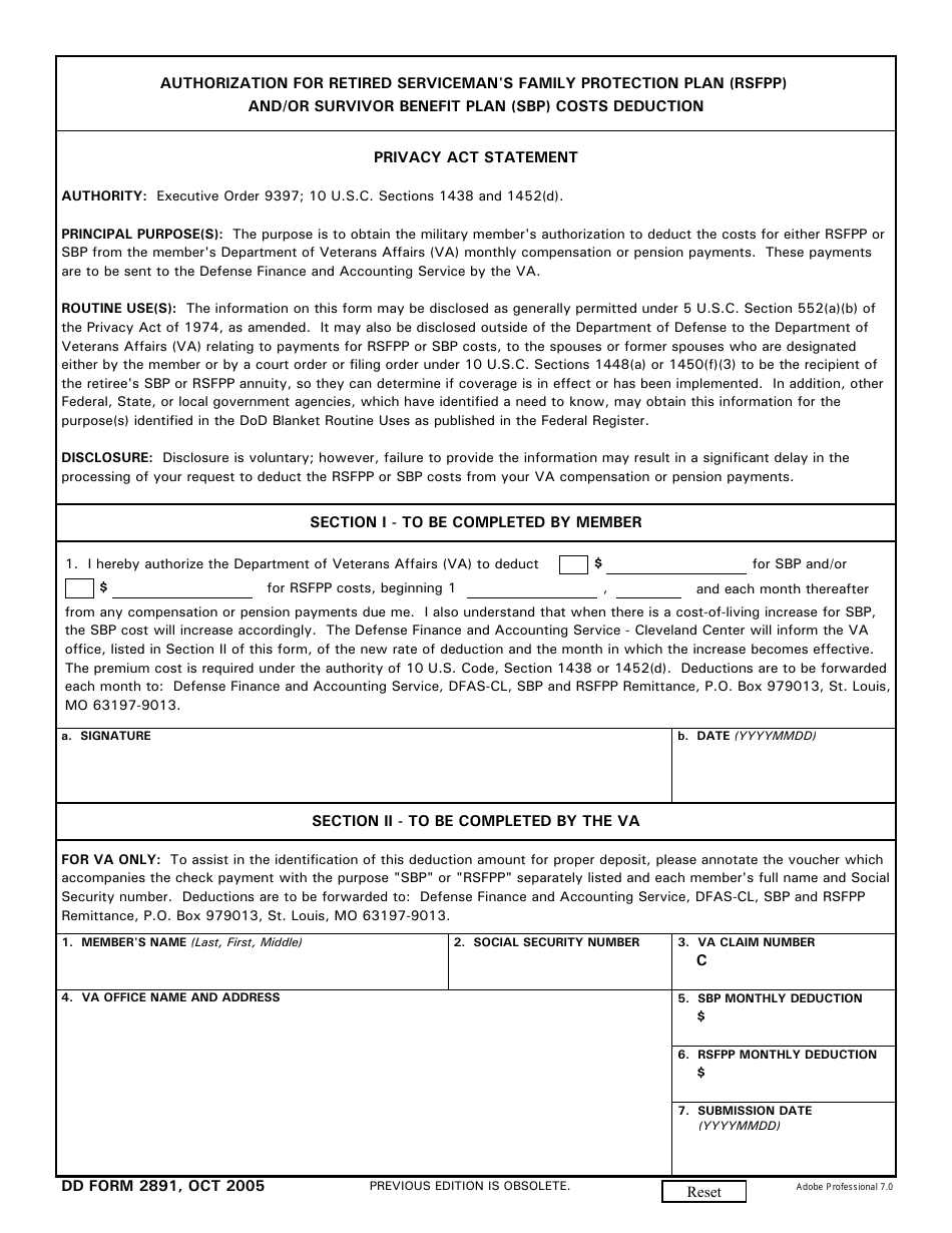 DD Form 2891 - Fill Out, Sign Online and Download Fillable PDF ...