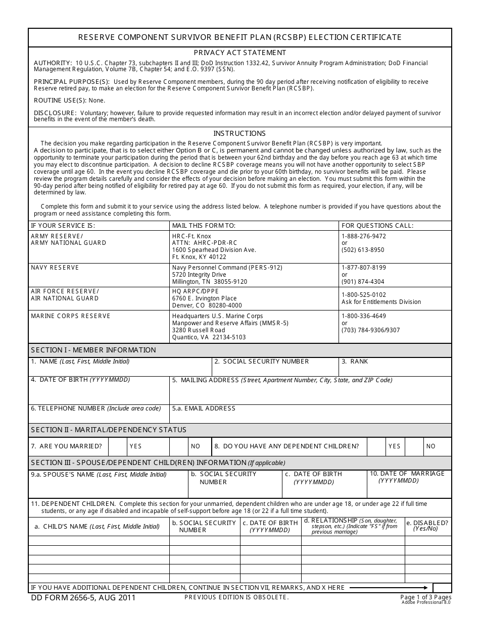DD Form 2656-5 - Fill Out, Sign Online and Download Fillable PDF ...