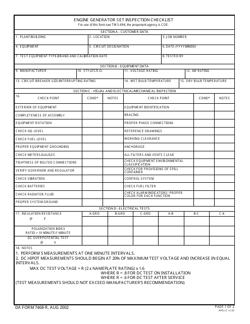 DA Form 7468-R  Printable Pdf