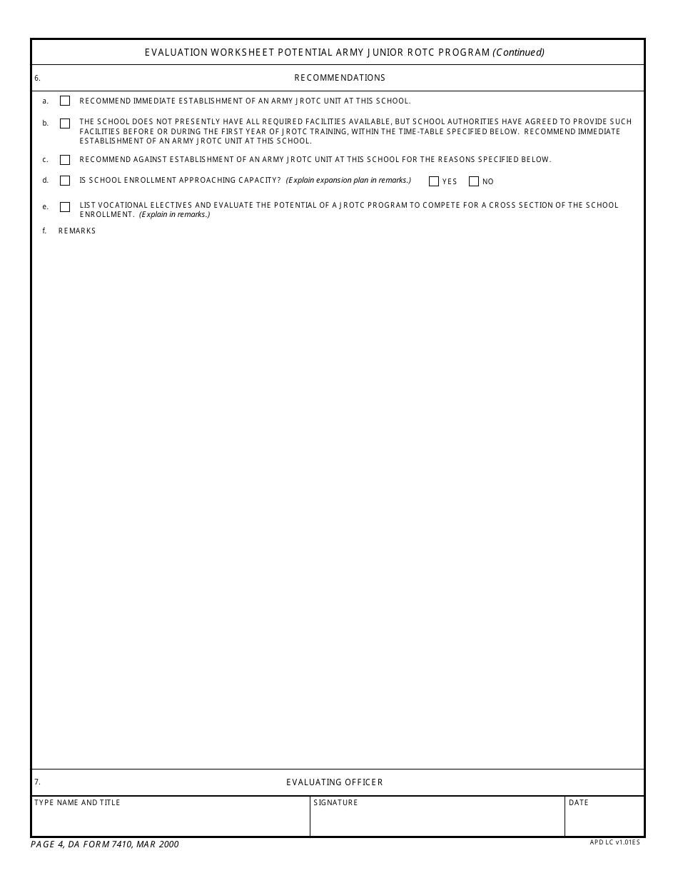 DA Form 7410 - Fill Out, Sign Online and Download Fillable PDF ...