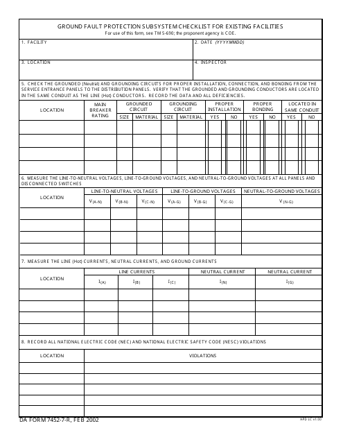 DA Form 7452-7-R  Printable Pdf