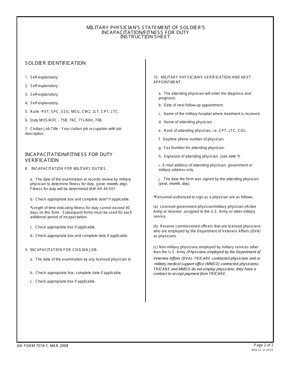 DA Form 7574-1 - Fill Out, Sign Online and Download Fillable PDF ...