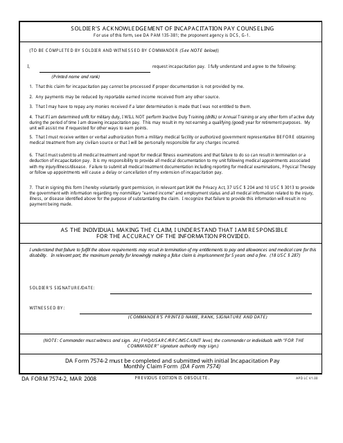 DA Form 7574-2  Printable Pdf