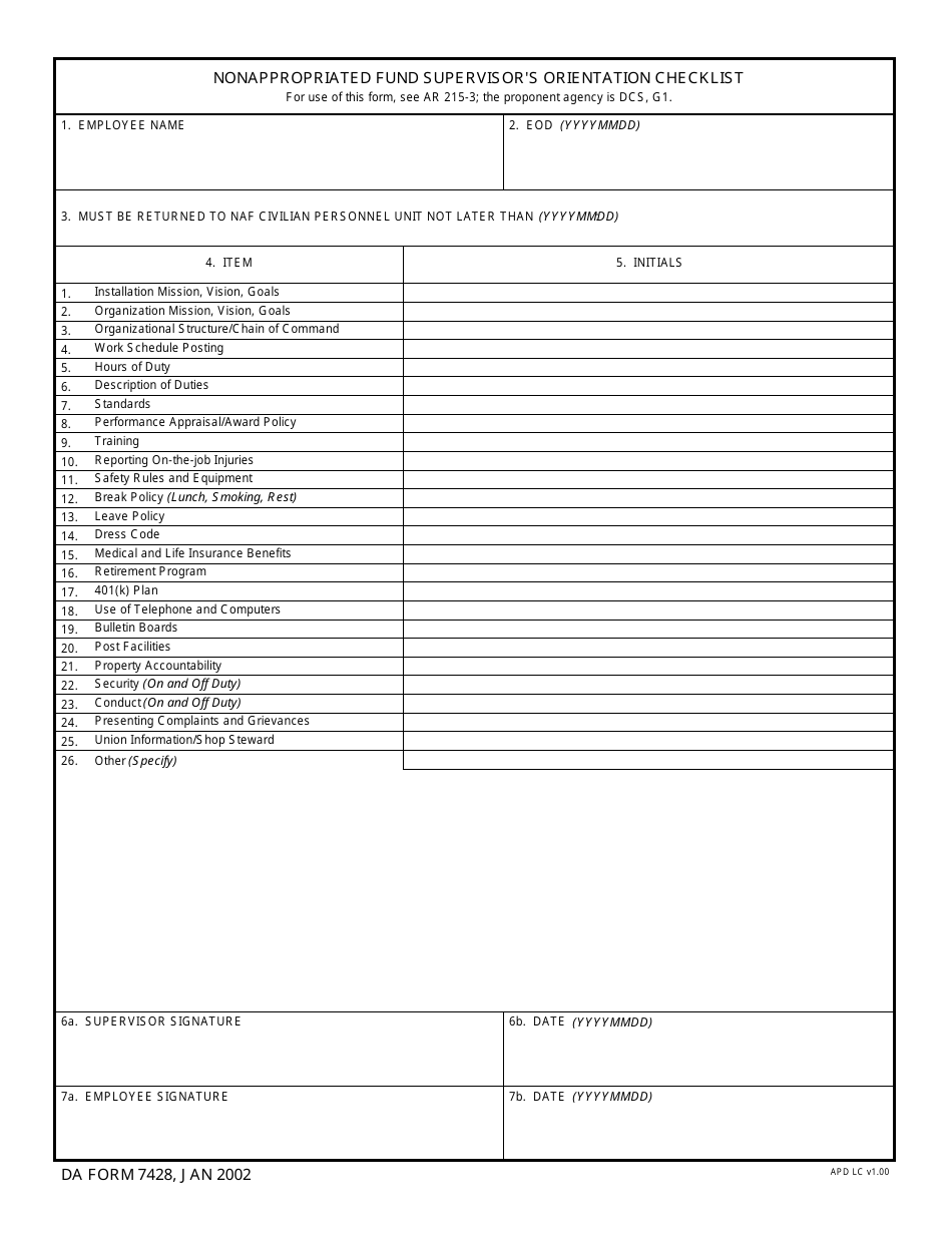 DA Form 7428 - Fill Out, Sign Online and Download Fillable PDF ...