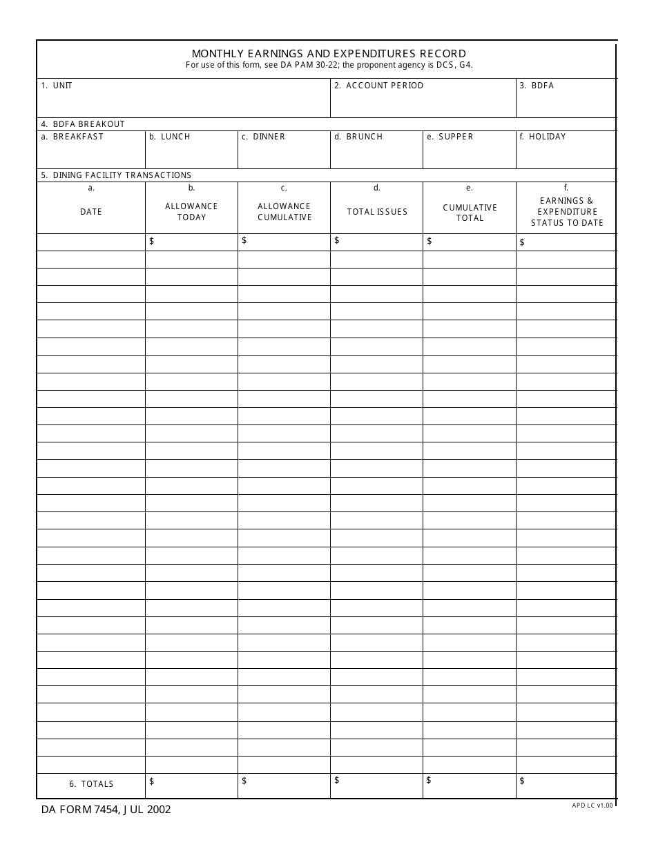 da-form-7454-download-fillable-pdf-or-fill-online-monthly-earnings-and