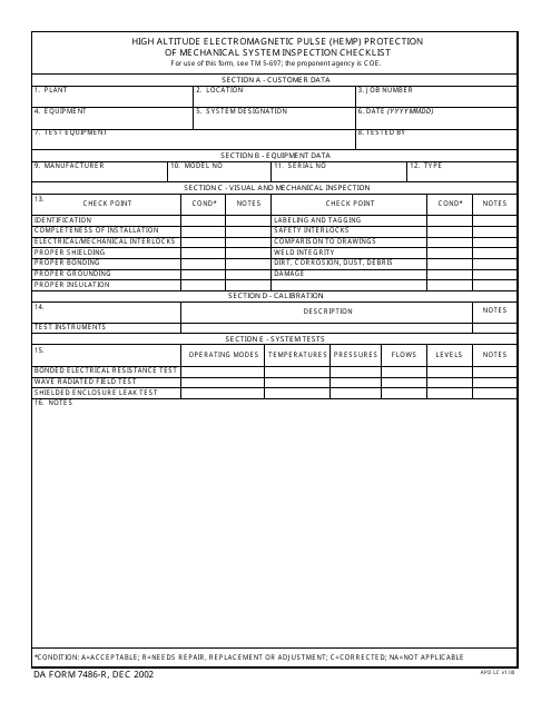 DA Form 7486-r  Printable Pdf