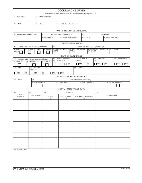 DA Form 8014-r  Printable Pdf