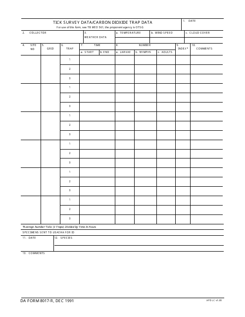 DA Form 8017-r  Printable Pdf