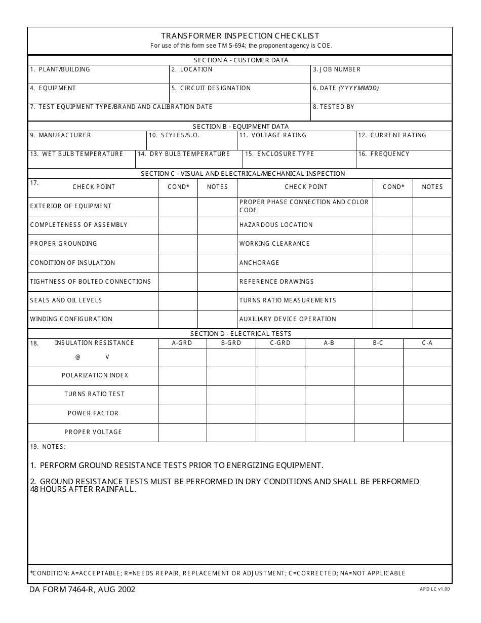 DA Form 7464-r - Fill Out, Sign Online and Download Fillable PDF ...