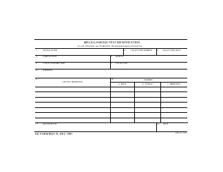 Document preview: DA Form 8021-r Miscellaneous Pest Identification