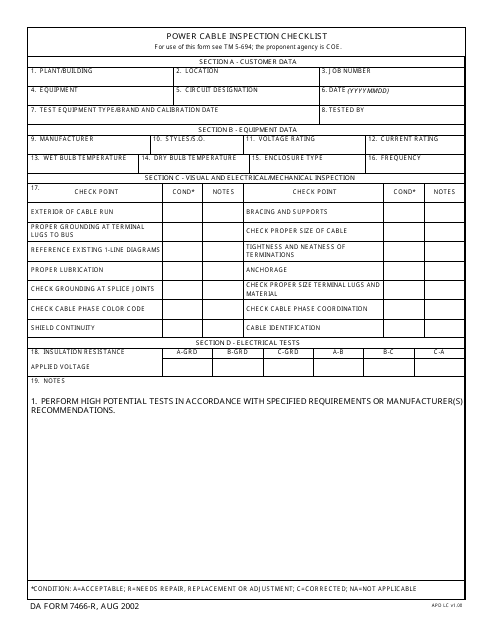 DA Form 7466-r  Printable Pdf