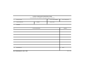 Document preview: DA Form 8025-r Larval Mosquito Identification